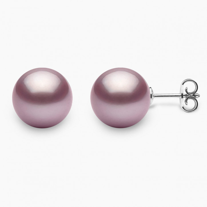 Classic 18K Gold Large Pink Freshwater Pearl Stud Earrings