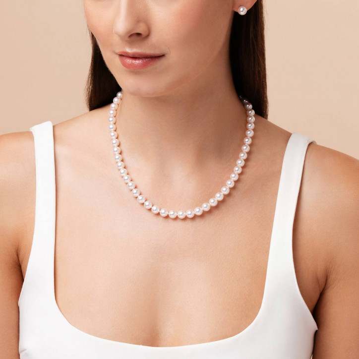 Classic 18K Gold AAA Akoya Pearl Necklace