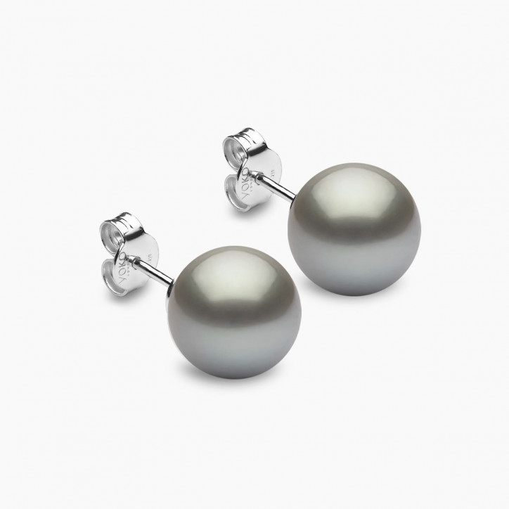 Classic 18K Grey Tahitian Pearl Stud Earrings