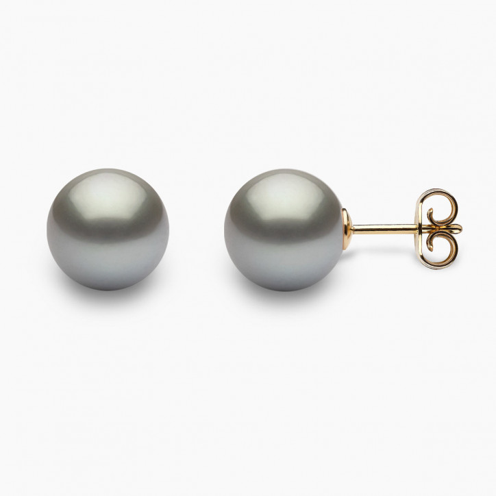 Classic 18K Grey Tahitian Pearl Stud Earrings