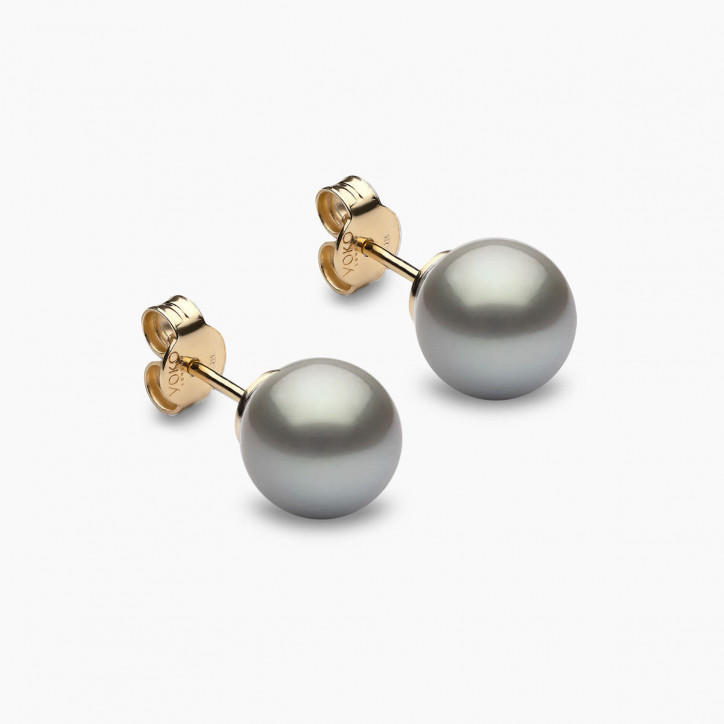 Classic 18K Grey Tahitian Pearl Stud Earrings