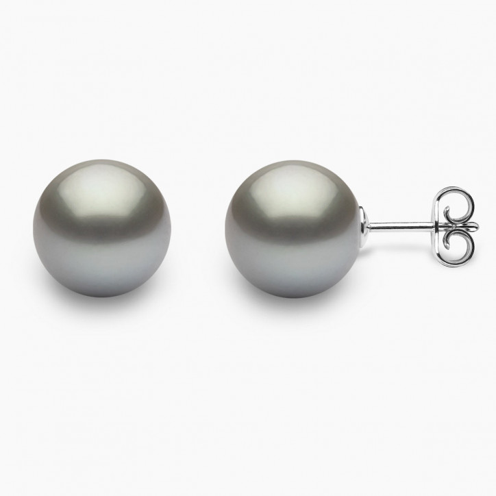 Classic 18K Grey Tahitian Pearl Stud Earrings