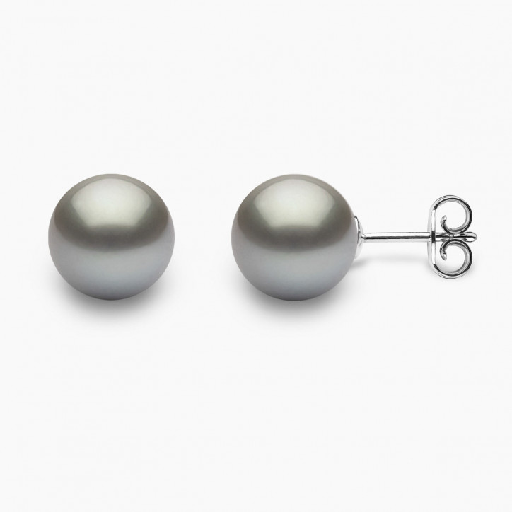 Classic 18K Grey Tahitian Pearl Stud Earrings