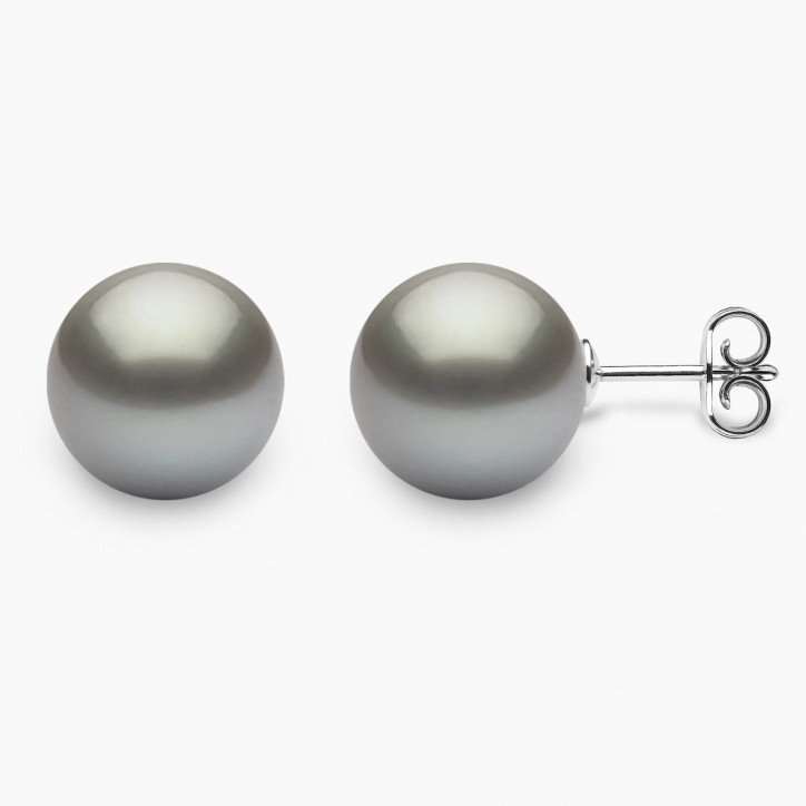 Classic 18K Grey Tahitian Pearl Stud Earrings