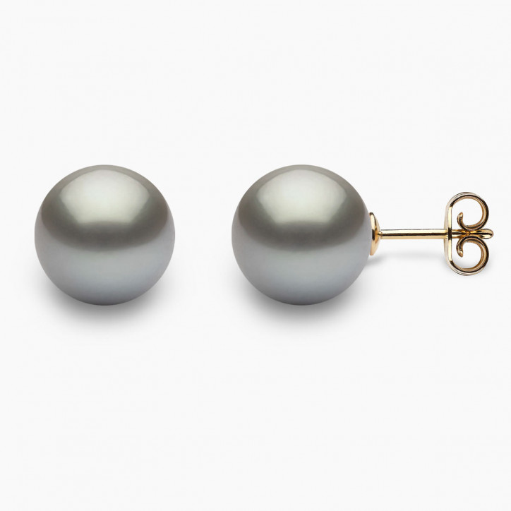 Classic 18K Grey Tahitian Pearl Stud Earrings