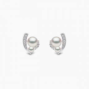 Trend 18K Gold Freshwater Pearl And Diamond Mini Apex Stud Earrings