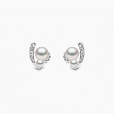 Trend 18K Gold Freshwater Pearl And Diamond Mini Apex Stud Earrings