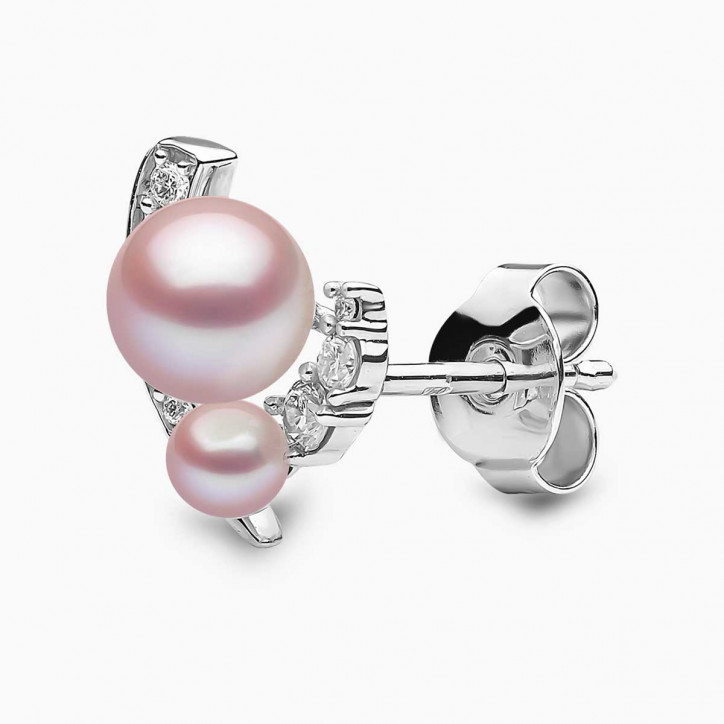 Trend 18K Gold Freshwater Pearl And Diamond Mini Apex Stud Earrings