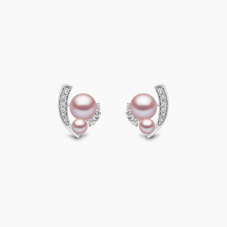 Trend 18K Gold Freshwater Pearl And Diamond Mini Apex Stud Earrings