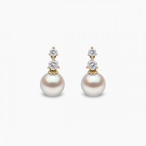 Diamond Classic 18K Gold Akoya Pearl and Diamond Earrings