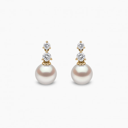 Diamond Classic 18K Gold Akoya Pearl and Diamond Earrings