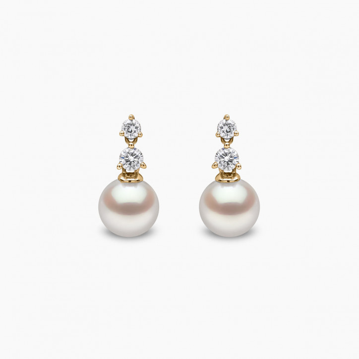 Diamond Classic 18K Gold Akoya Pearl and Diamond Earrings