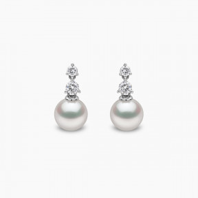 Diamond Classic 18K Gold Akoya Pearl and Diamond Earrings