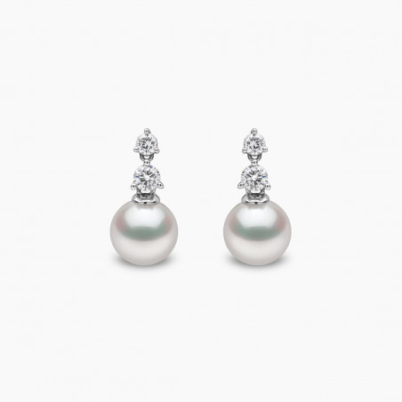 Diamond Classic 18K Gold Akoya Pearl and Diamond Earrings