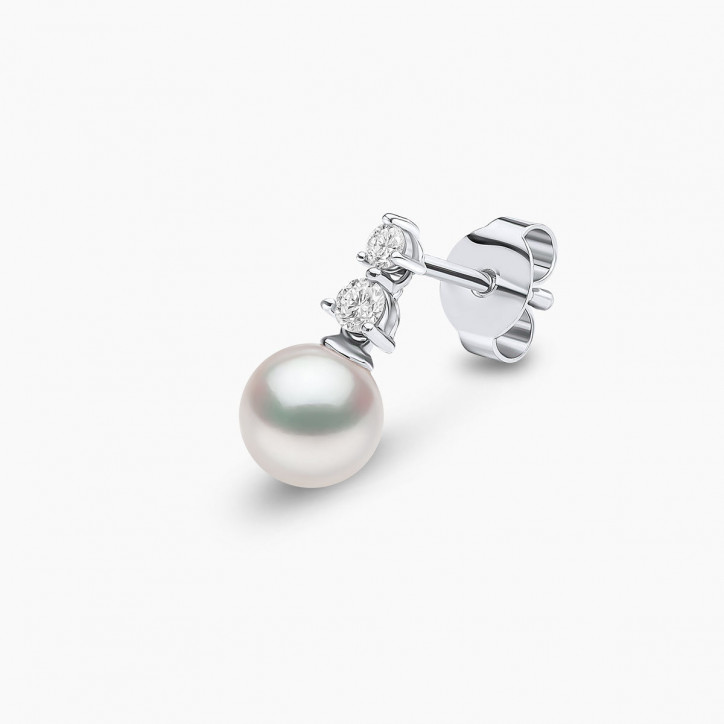 Diamond Classic 18K Gold Akoya Pearl and Diamond Earrings