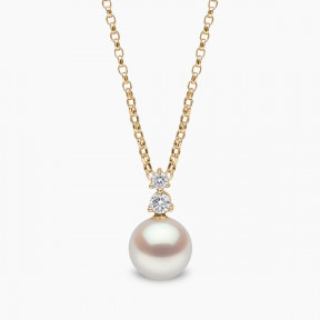 Diamond Classic 18K Gold Akoya Pearl and Diamond Pendant