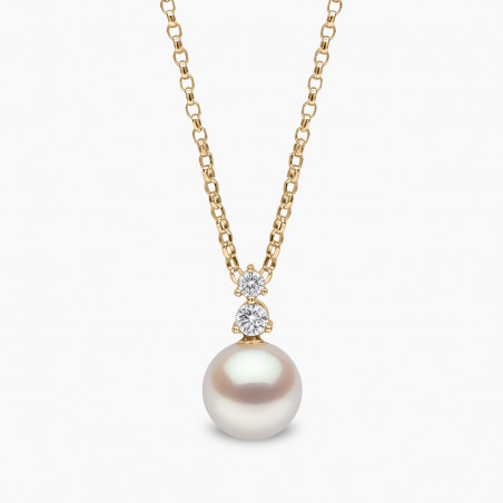 Diamond Classic 18K Gold Akoya Pearl and Diamond Pendant