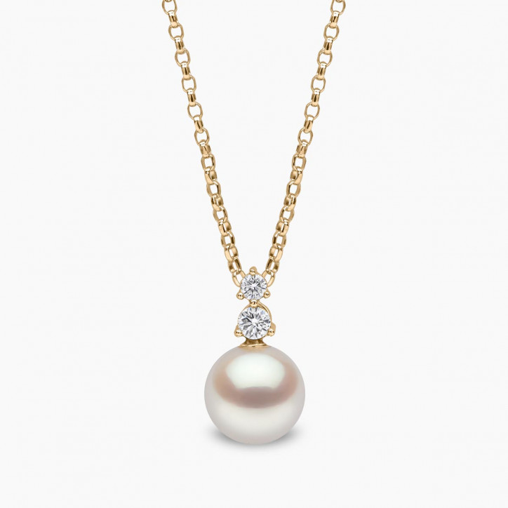 Diamond Classic 18K Gold Akoya Pearl and Diamond Pendant