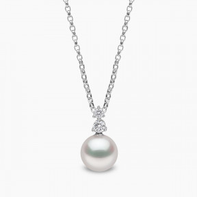 Diamond Classic 18K Gold Akoya Pearl and Diamond Pendant