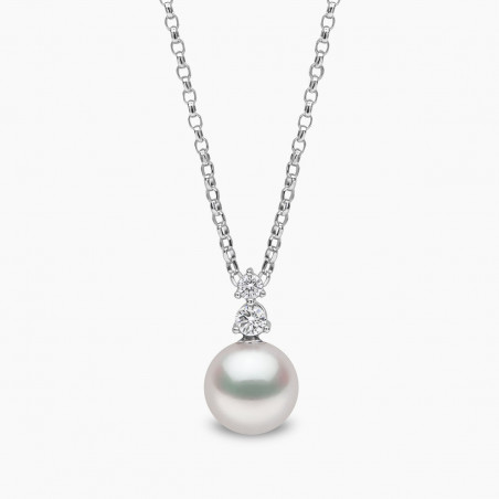 Diamond Classic 18K Gold Akoya Pearl and Diamond Pendant