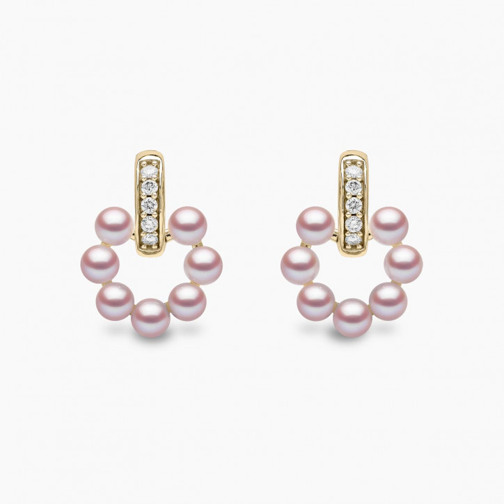 Eclipse 18K Gold Pearl and Diamond Moon Earrings