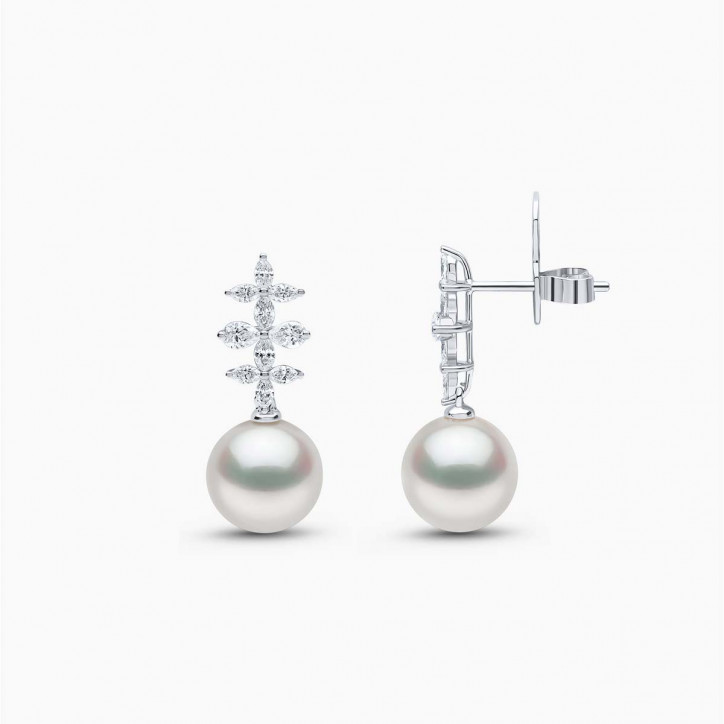 Jazz 18K Gold Pearl and Diamond Earrings