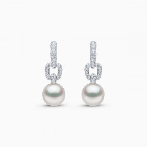 Jazz 18K Gold Pearl and Diamond Drop Earrings