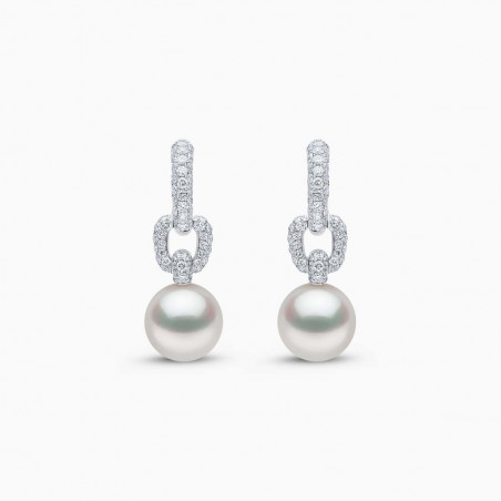 Jazz 18K Gold Pearl and Diamond Drop Earrings