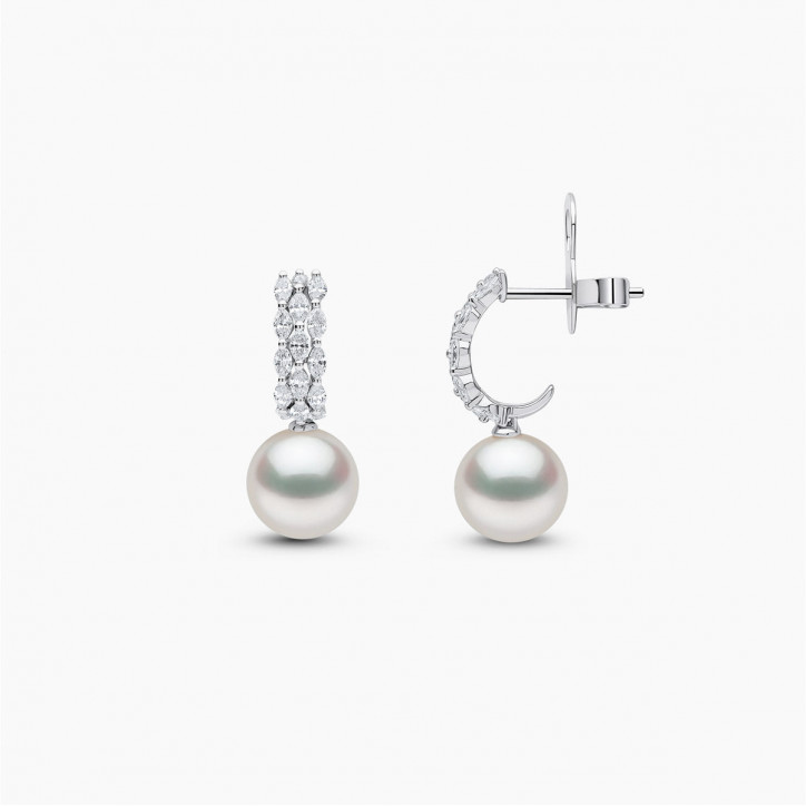 Jazz 18K Gold Pearl and Diamond Earrings