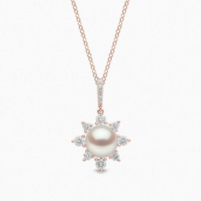 Trend 18K Gold Freshwater Pearl and Diamond Star Pendant