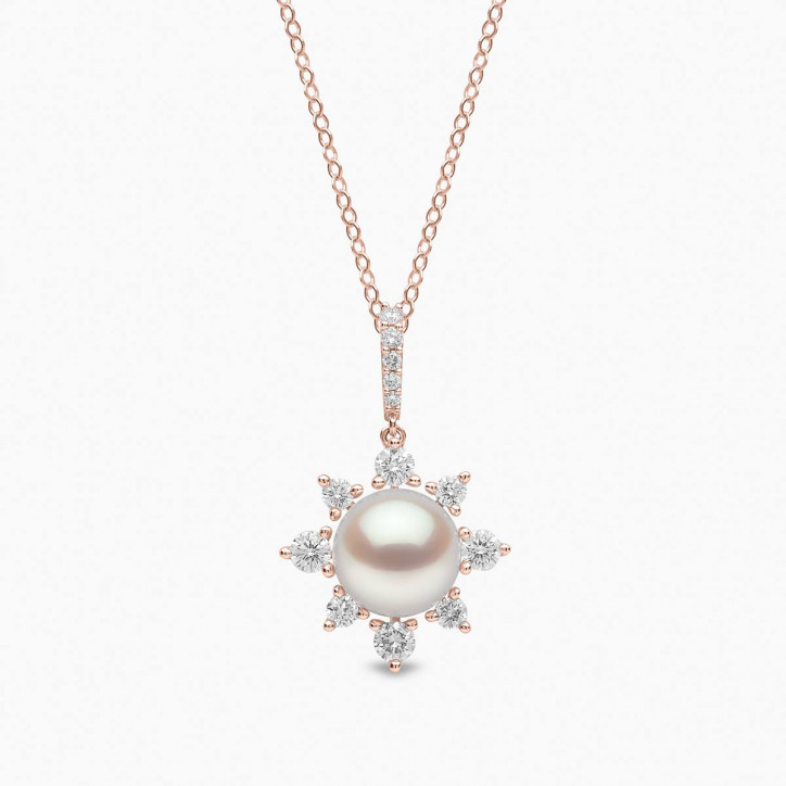 Trend 18K Gold Freshwater Pearl and Diamond Star Pendant