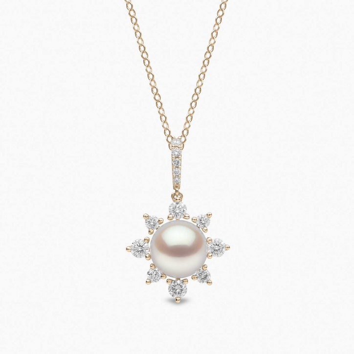 Trend 18K Gold Freshwater Pearl and Diamond Star Pendant