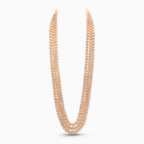 Classic 18K Gold Peach Freshwater Pearl Triple Row Necklace