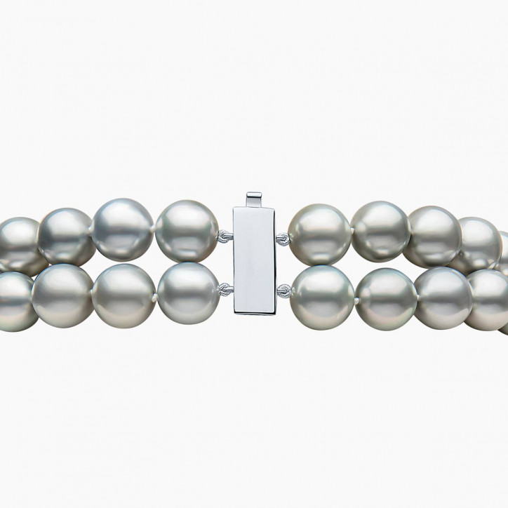 Classic 18K Gold Tahitian Pearl Double Row Necklace