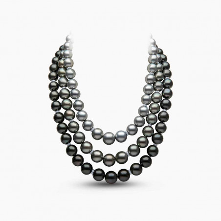 Classic 18K Gold Tahitian Pearl Triple Row Necklace