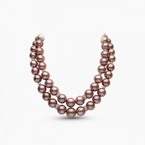 Classic 18K Gold Pink Freshwater Pearl Double Row Necklace