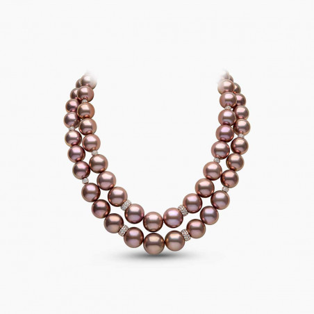 Classic 18K Gold Pink Freshwater Pearl Double Row Necklace