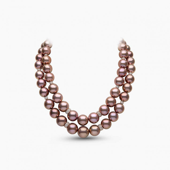 Classic 18K Gold Pink Freshwater Pearl Double Row Necklace