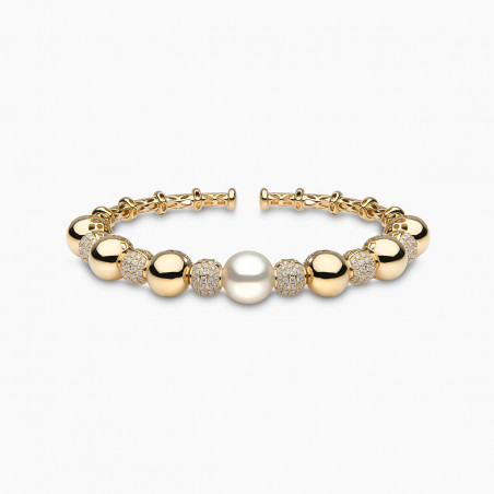 Starlight 18K Gold South Sea Pearl and Diamond Bangle