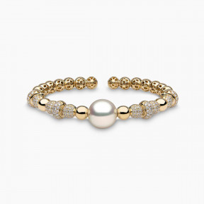 Starlight 18K Gold South Sea Pearl and Diamond Bangle