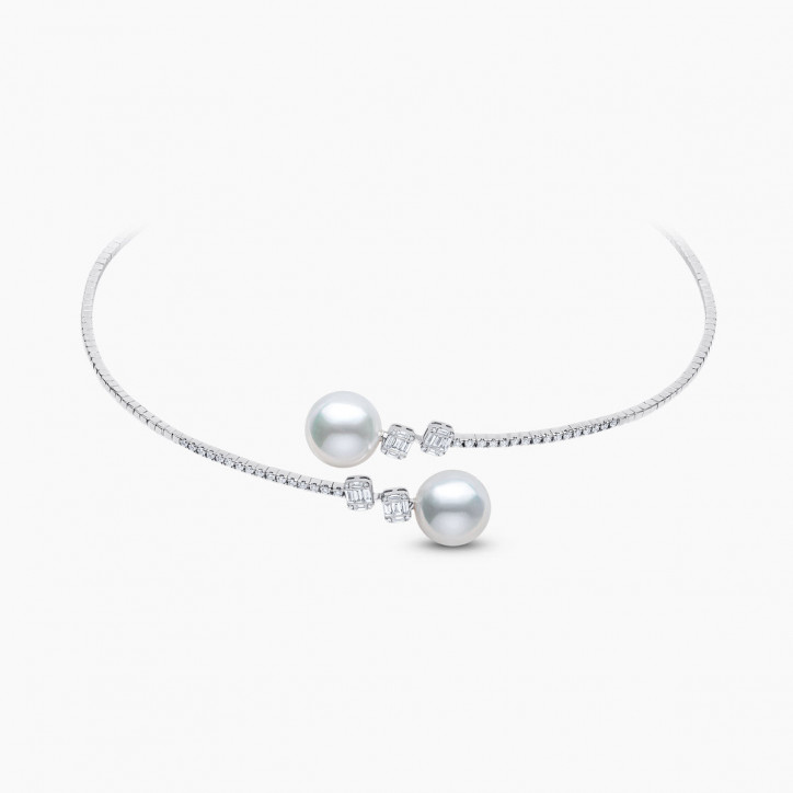 Starlight 18K White South Sea Pearl and Diamond Choker Necklace