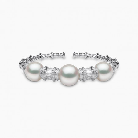 Starlight 18K Gold South Sea Pearl and Diamond Bangle