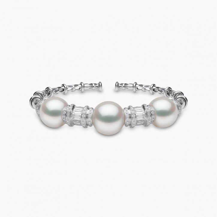 Starlight 18K Gold South Sea Pearl and Diamond Bangle