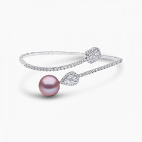 Starlight 18K Gold South Sea Pearl and Pear Diamond Bangle