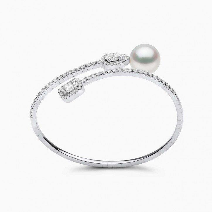 Starlight 18K Gold South Sea Pearl and Pear Diamond Bangle