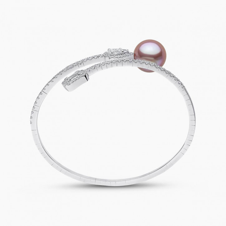 Starlight 18K Gold South Sea Pearl and Pear Diamond Bangle