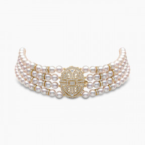 Класически 18K жълто злато Akoya Pearl Choker