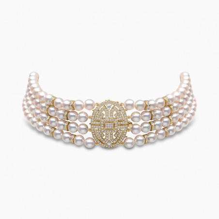 Класически 18K жълто злато Akoya Pearl Choker