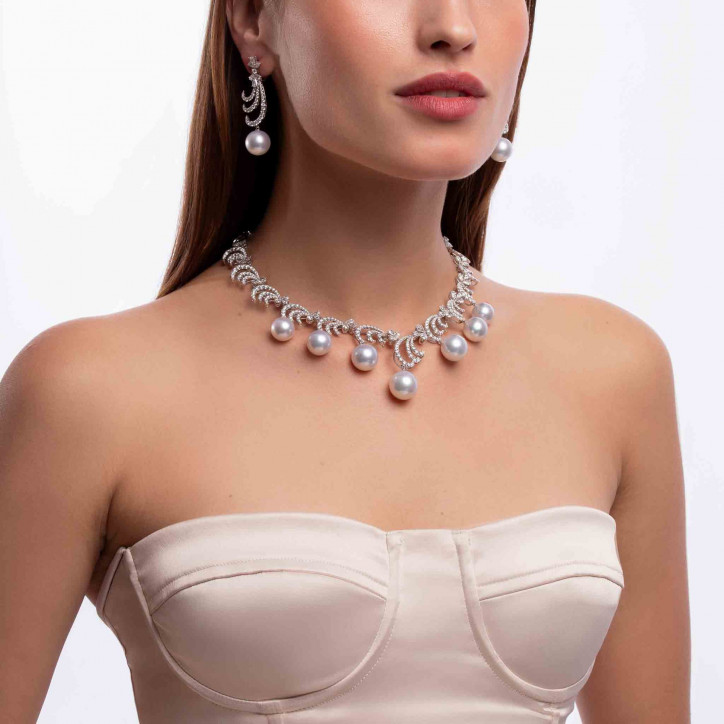 Whisper 18K Gold South Sea Pearl Diamond Necklace