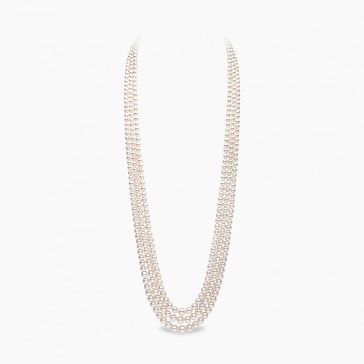 Classic 18K Gold Graduated Triple Row Freshwater Pearl Necklace